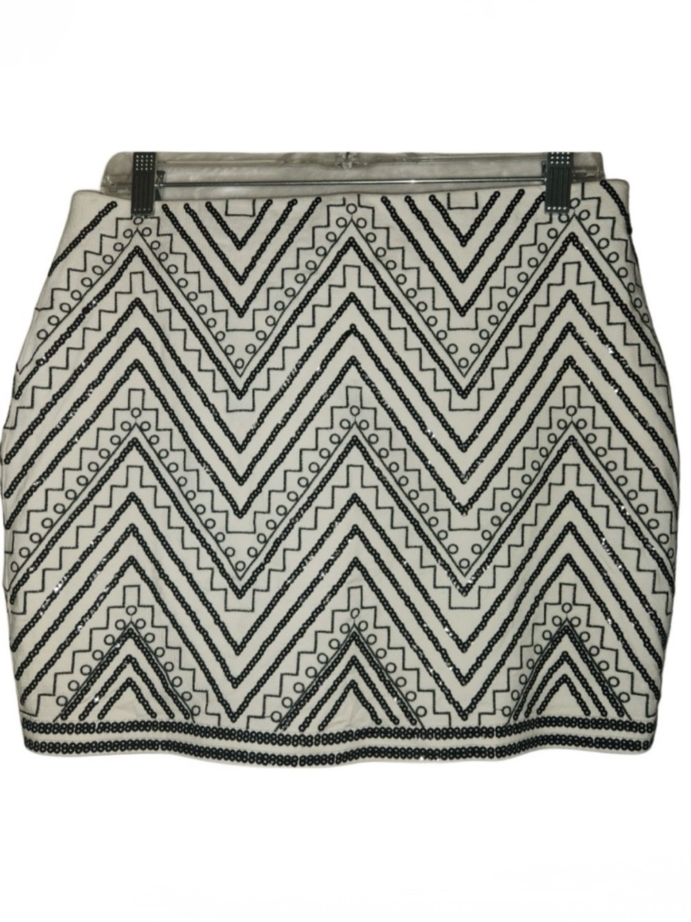 Express Black and White Sequin Mini Skirt Size Medium Petite